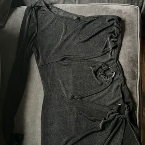 Black slit shimmer dress